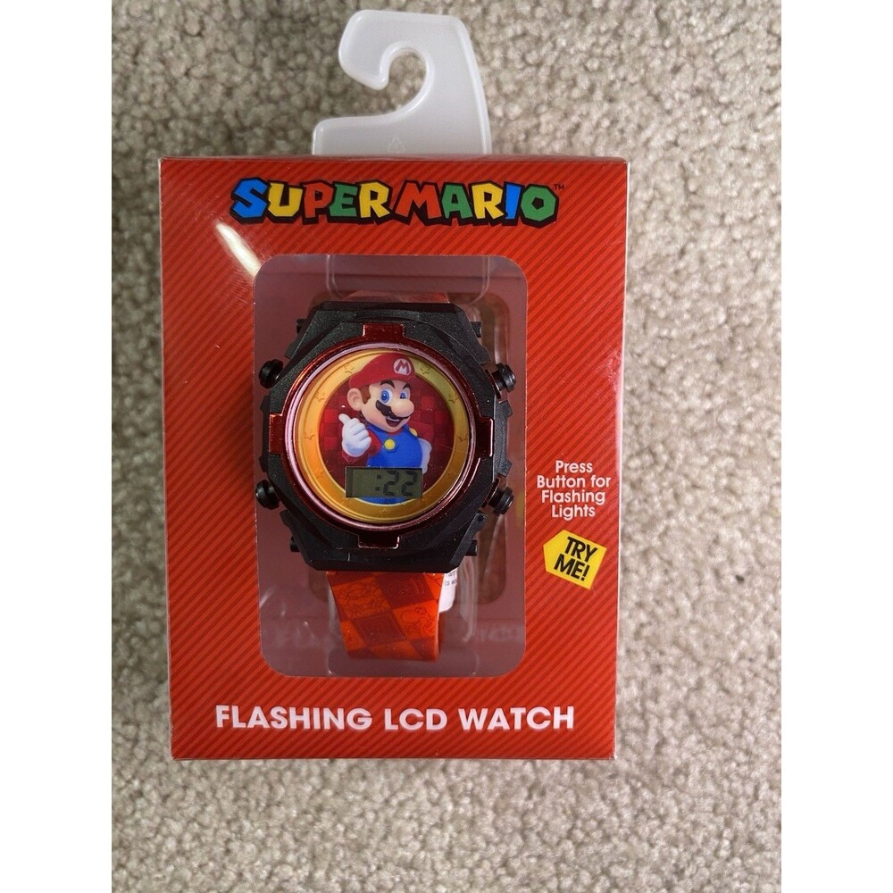 Super Mario Kids Flashing LCD Digital Watch Accutime NIB